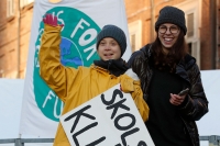 Greta Thunberg under en klimamarkering i den italienske byen Torino i desember i fjor.